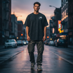 Snow Washed Oversized Tee on Model